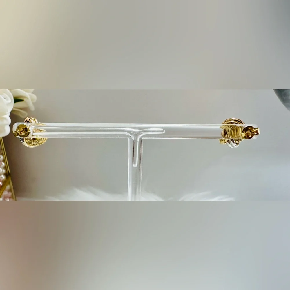 Tricolor Knot Earrings. 💛 Real 18(18k) Karat Solid Gold Jewelry - Picture 6 of 14